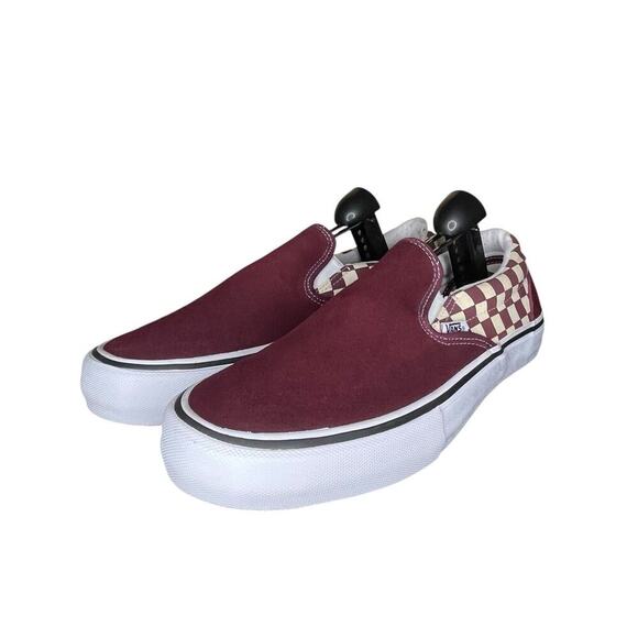 ***SOLD*** Mens Vans Ultracush Pro Checkered Sneakers Size 11 Maroon White - Picture 2 of 7